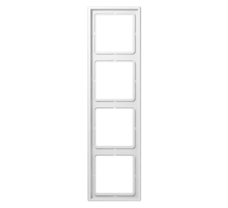 Cadre, LS 990, Quadruple horizontal ou vertical, Blanc, Interrupteur et Prise, L29,4cm, H8,1cm - Jung