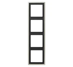 Prise*Jung Cadre, LS 990, Quadruple horizontal ou vertical, Métal Inox, Interrupteur et Prise, L29,4cm, H8,1cm -