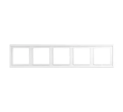 Cadre, LS 990, Quintuple horizontal ou vertical, Blanc mat, Interrupteur et Prise, L36,5cm, H8,1cm - Jung