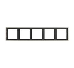 Prise*Jung Cadre, LS 990, Quintuple horizontal ou vertical, Métal Inox, Interrupteur et Prise, L36,5cm, H8,1cm -