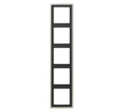 Prise*Jung Cadre, LS 990, Quintuple horizontal ou vertical, Métal Inox, Interrupteur et Prise, L36,5cm, H8,1cm -