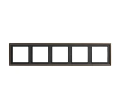 Interrupteur|Prise*Jung Cadre, LS 990, Quintuple horizontal ou vertical, Laiton ancien, Interrupteur et Prise, L36,5cm, H8,1cm -