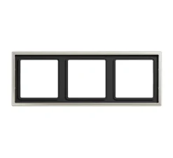 Prise|Interrupteur*Jung Cadre, LS 990, Triple horizontal ou vertical, Métal Inox, Interrupteur et Prise, L22,3cm, H8,1cm -