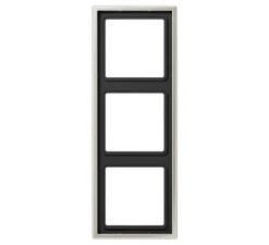 Prise|Interrupteur*Jung Cadre, LS 990, Triple horizontal ou vertical, Métal Inox, Interrupteur et Prise, L22,3cm, H8,1cm -