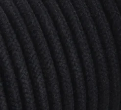 Rosace & Câble*Zangra Câble rond en coton tressé, trois fils conducteurs 0,75mm², , Ø0,5cm, H1m - noir