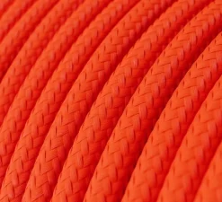 Câble rond, série textile brillant, RF15, deux fils conducteurs, orange fluo brillant, Ø0,62cm, L1m - Creative Cables