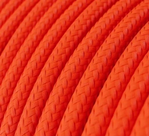 Câble rond, série textile brillant, RF15, deux fils conducteurs, orange fluo brillant, Ø0,62cm, L1m - Creative Cables