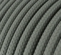 Rosace & Câble*Creative Cables Câble rond, série textile brillant, RM03, deux fils conducteurs, , Ø0,62cm, L1m - gris fumé brillant