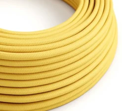 Rosace & Câble*Creative Cables Câble rond, série textile brillant, RM10, deux fils conducteurs, , Ø0,62cm, L1m - jaune maïs brillant