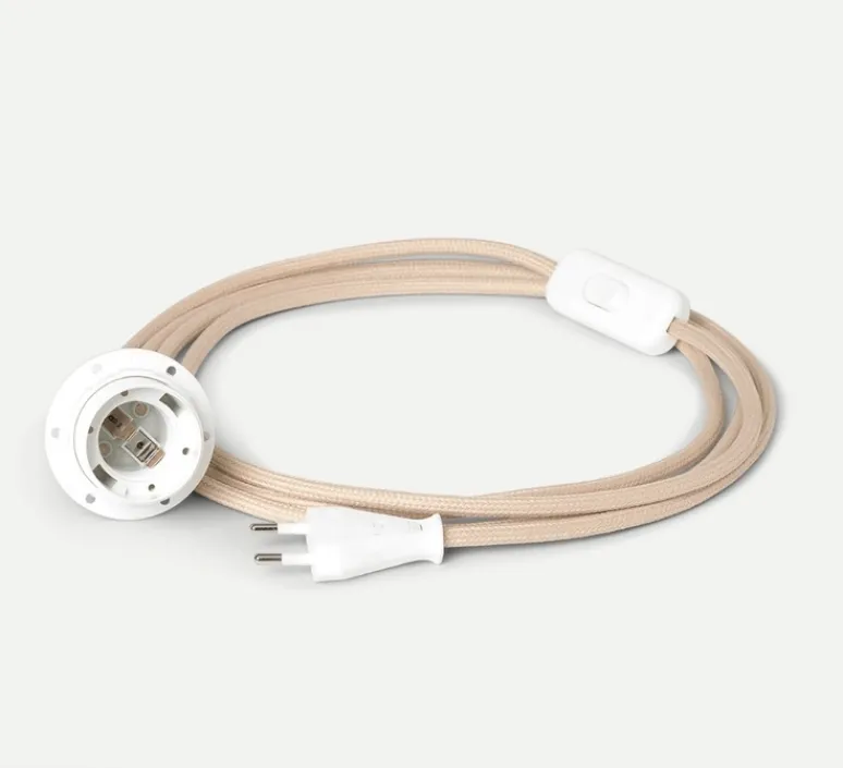 Rosace & Câble*Ferm Living Câble , interrupteur blanc, Ø0,5cm, L265cm - sable