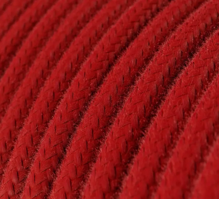 Câble textile rond, série coton, RC35, deux fils conducteurs, rouge feu, Ø0,62cm, L1m - Creative Cables