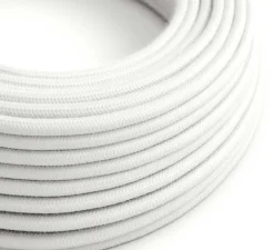 Rosace & Câble*Creative Cables Câble textile rond, série coton, RC01, deux fils conducteurs, , Ø0,62cm, L1m - blanc optique