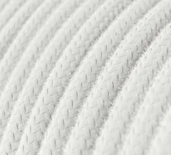 Rosace & Câble*Creative Cables Câble textile rond, série coton, RC01, deux fils conducteurs, , Ø0,62cm, L1m - blanc optique