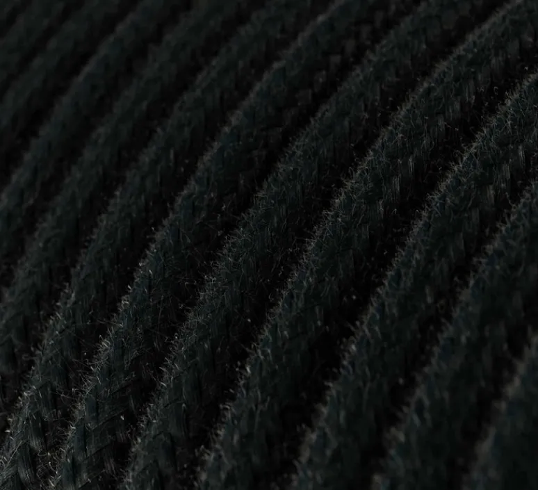 Rosace & Câble*Creative Cables Câble textile rond, série coton, RC04, deux fils conducteurs, , Ø0,62cm, L10m - noir charbon