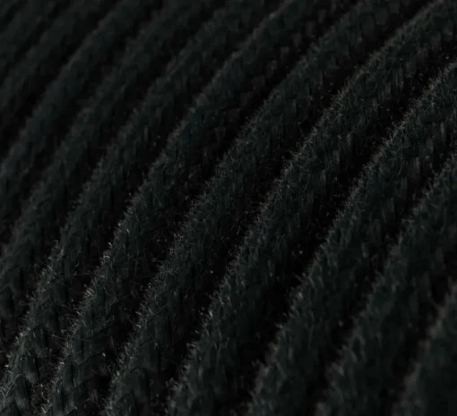Câble textile rond, série coton, RC04, deux fils conducteurs, noir charbon, Ø0,62cm, L1m - Creative Cables