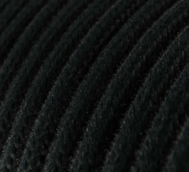 Câble textile rond, série coton, RC04, deux fils conducteurs, noir charbon, Ø0,62cm, L1m - Creative Cables