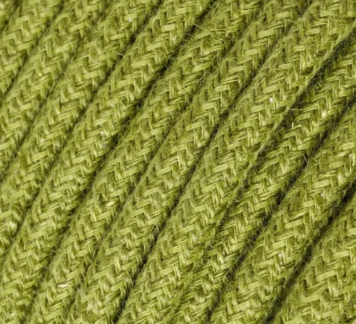Câble textile rond, série jute, RN23, deux fils conducteurs, vert foin, Ø0,62cm, L1m - Creative Cables