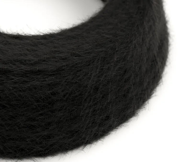 Câble textile tressé, série marlène, TP04, deux fils conducteurs, noir charbon, Ø0,62cm, L1m - Creative Cables