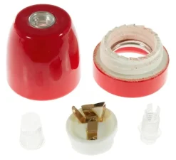 Douille E27, série porcelaine, rouge, Ø4,5 cm, H6 cm - Creative Cables