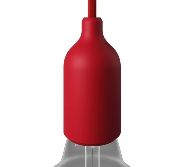 Douille E27, série silicone, rouge, certifié ENEC, Ø3,76 cm, H9,2 cm - Creative Cables