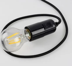 Accessoires*Zangra Douille en bakélite avec interrupteur, , Ø3,5cm, H7cm - noir