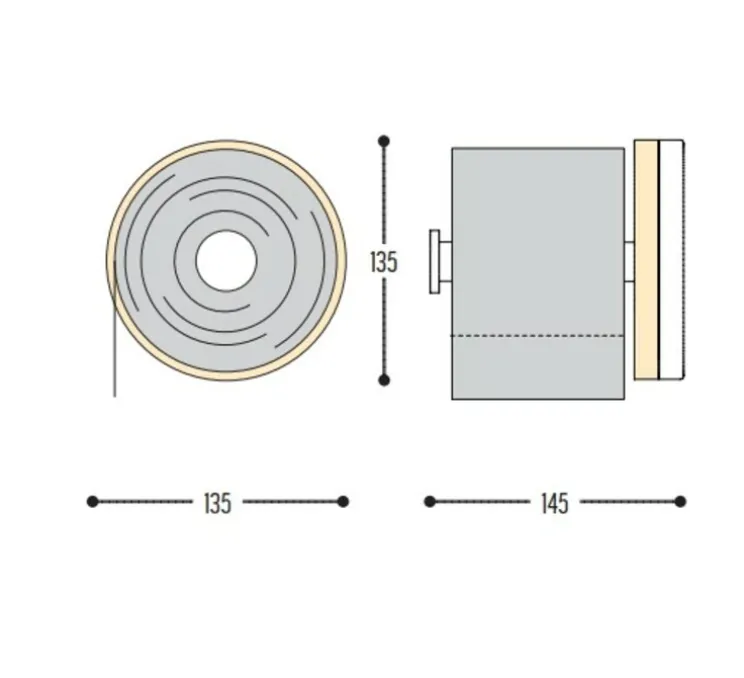 Dérouleur de papier toilette, L-Hop 2, noir, IP44, LED, 3000K, 600lm, Ø13,5cm, P14,5cm - DARK
