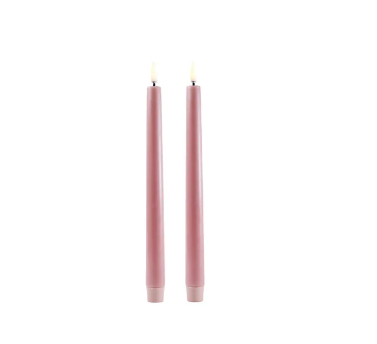 Duo de Lampes Bougie, Taper, dusty rose, Ø2,3cm, H25cm, LED, dim, 2400K, 6 lm-Uyuni
