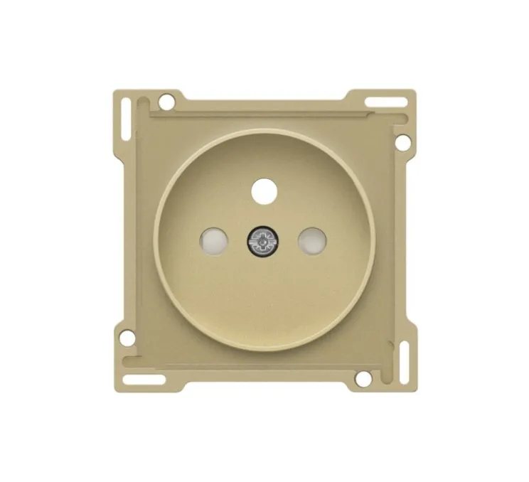 Enjoliveur, Prise, Rocker et Toggle, Simple, Alu gold brushed, Prise-2P+T x1, L4cm, H4cm - Niko