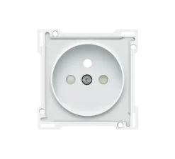 Enjoliveur, Prise, Rocker et Toggle, Simple, Steel white coated, Prise-2P+T x1, L4cm, H4cm - Niko