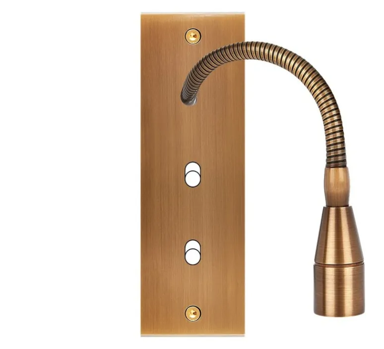 Interrupteur*Modelec Façade à vis, Confidence, Etroit-long, Vieux bronze, Interrupteur x2, Liseuse x1, L4cm, H12,5cm -