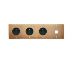 Prise*Modelec Façade à vis, Confidence, Quadruple horizontal, Vieux bronze, Prise-PC x3 et RJ45 x1, L8cm, H29,3cm -