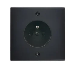 Prise*Modelec Façade à vis, Confidence, Simple, Noir, Prise-2P+T x1, L8cm, H8cm -