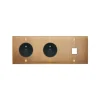 Façade à vis, Confidence, Triple horizontal, Vieux bronze, Prise-PC x2 et RJ45 x1, L22,2cm, H8cm - Modelec