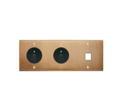 Façade à vis, Confidence, Triple horizontal, Vieux bronze, Prise-PC x2 et RJ45 x1, L22,2cm, H8cm - Modelec
