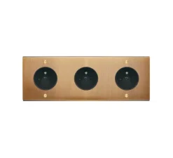 Prise*Modelec Façade à vis, Confidence, Triple horizontal, Vieux bronze, Prise-PC x3, L22,2cm, H8cm -