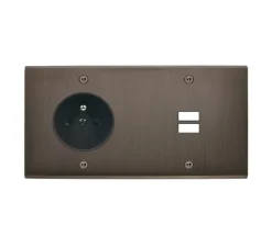 Prise*Modelec Façade, Confidence, Double horizontal, Canon de fusil, Prise-2P+T x2, Prise-USB C, À vis, L15,1cm, H8cm -