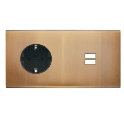 Façade, Confidence, Double horizontal, Vieux bronze, Prise-Schuko x1, Prise-USB x2, L15,1cm, H8cm - Modelec