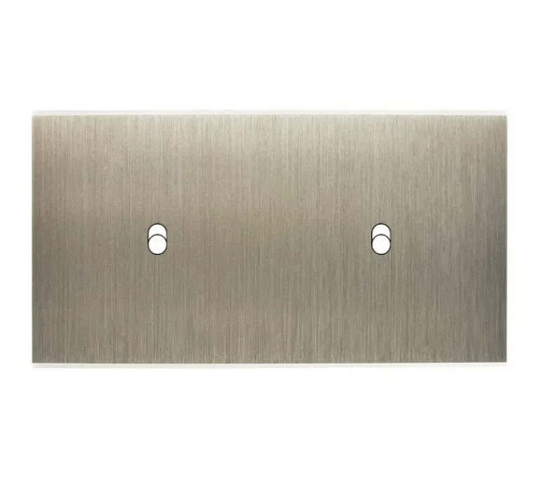 Interrupteur*Modelec Façade, Confidence, Double horizontal, Acier brossé, Interrupteur x2, L15,1cm, H8cm -