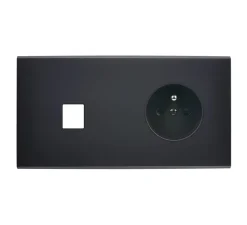 Façade, Confidence, Double horizontal, Noir mat, Prise-2P+T x1, Prise-HDMI x1, L15,1cm, H8cm - Modelec