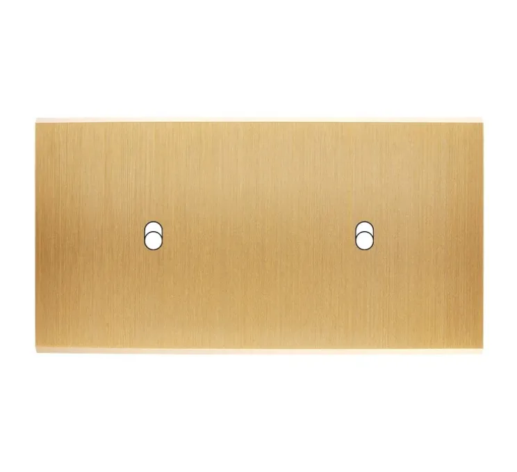 Façade, Confidence, Double horizontal, Laiton brossé, Interrupteur x1, Interrupteur x1, L15,1cm, H8cm - Modelec