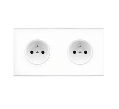 Façade, Confidence, Double horizontal, Blanc, Prise-PC x2, L15cm, H8cm - Modelec