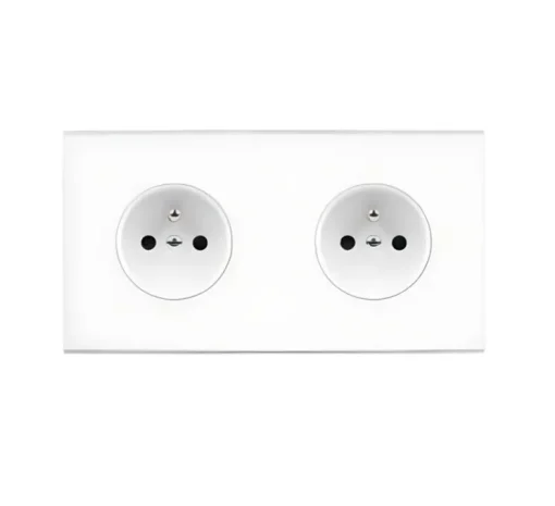 Façade, Confidence, Double horizontal, Blanc, Prise-PC x2, L15cm, H8cm - Modelec