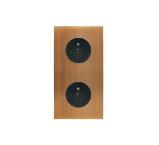 Façade, Confidence, Double vertical, Bronze, Prise-2P+T x2, L8cm, H15,1cm - Modelec