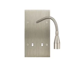 Façade, Confidence, Double vertical, Acier brossé, Liseuse fine flexible 20cm x1, Interrupteur x2, À vis, L8cm, H8cm - Modelec