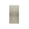 Façade, Confidence, Double vertical, Acier brossé, Interrupteur x3 alignés, L8cm, H15,1cm - Modelec