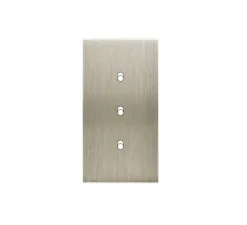 Façade, Confidence, Double vertical, Acier brossé, Interrupteur x3 alignés, L8cm, H15,1cm - Modelec