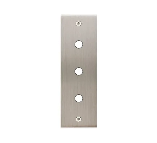 Façade, Confidence, Etroit-long, Nickel satiné, Interrupteur x3, À vis, L4cm, H12,5cm - Modelec