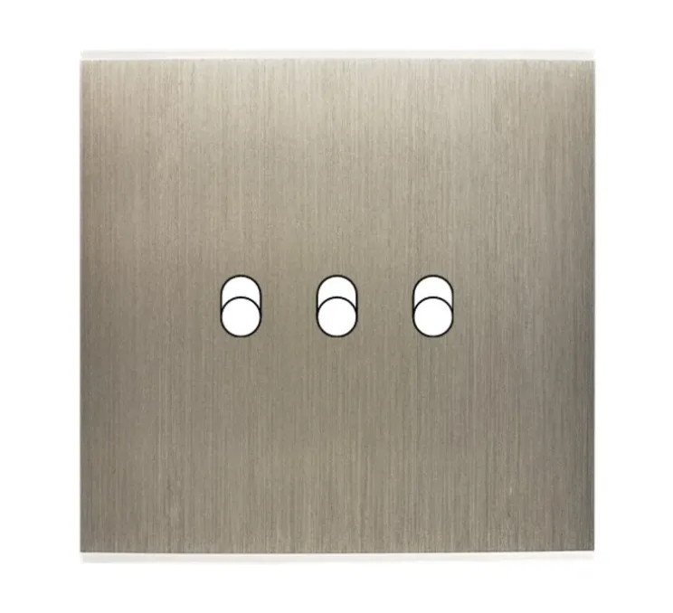 Façade, Confidence, Simple, Acier brossé, Interrupteur x3, L8cm, H8cm - Modelec