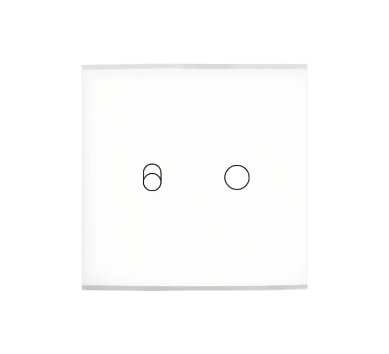 Interrupteur*Modelec Façade, Confidence, Simple, Blanc simple, Interrupteur x2, Levier et push, L8cm, H8cm -