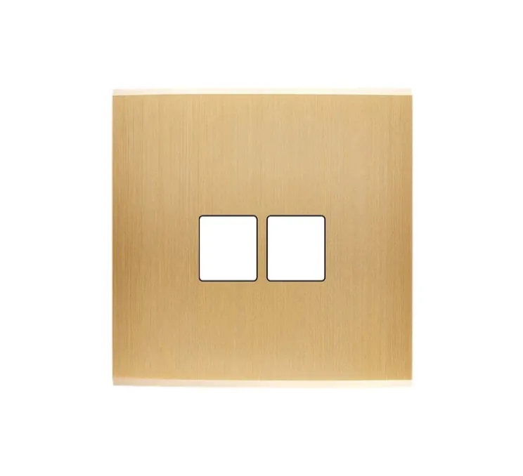 Façade, Confidence, Simple, Laiton brossé, Prise-RJ45 x2, L8cm, H8cm - Modelec